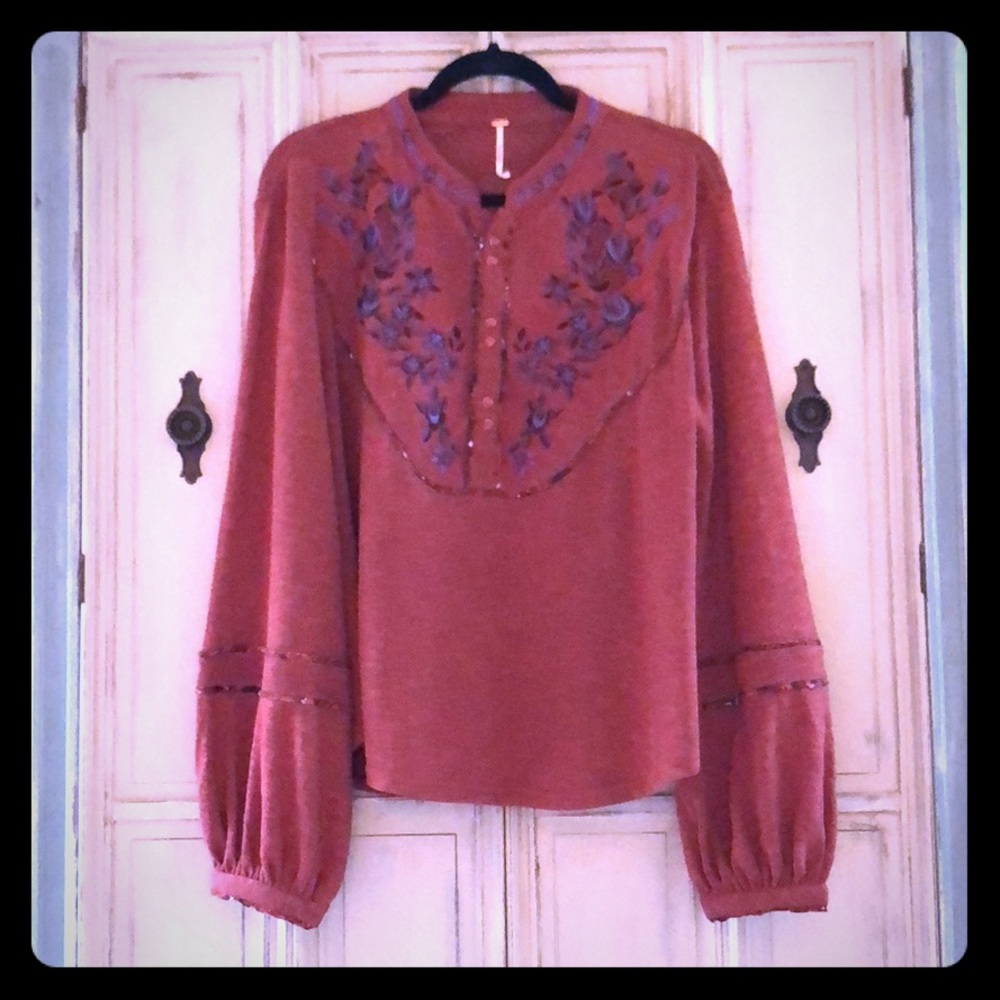 Free People Embroidered Top